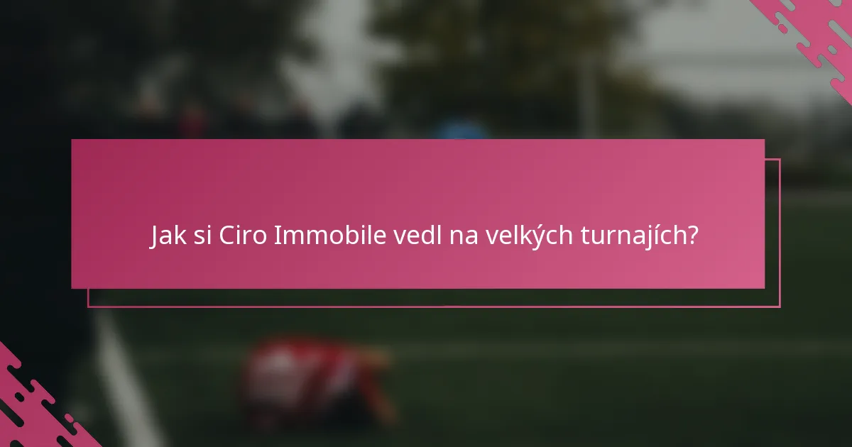 Jak si Ciro Immobile vedl na velkých turnajích?
