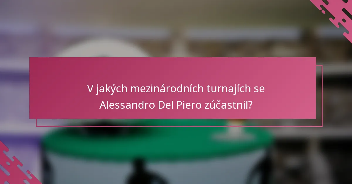 V jakých mezinárodních turnajích se Alessandro Del Piero zúčastnil?